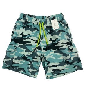 Eleven Paris Mens Camo Fleece Cargo Regular Fit Sweat Shorts Blue S